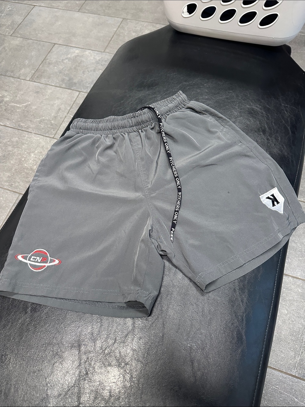 Men's Gray Athletic Drawstring Shorts with Subtle Logo